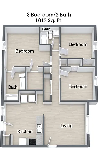 Floor plan Three Bedroom Flat