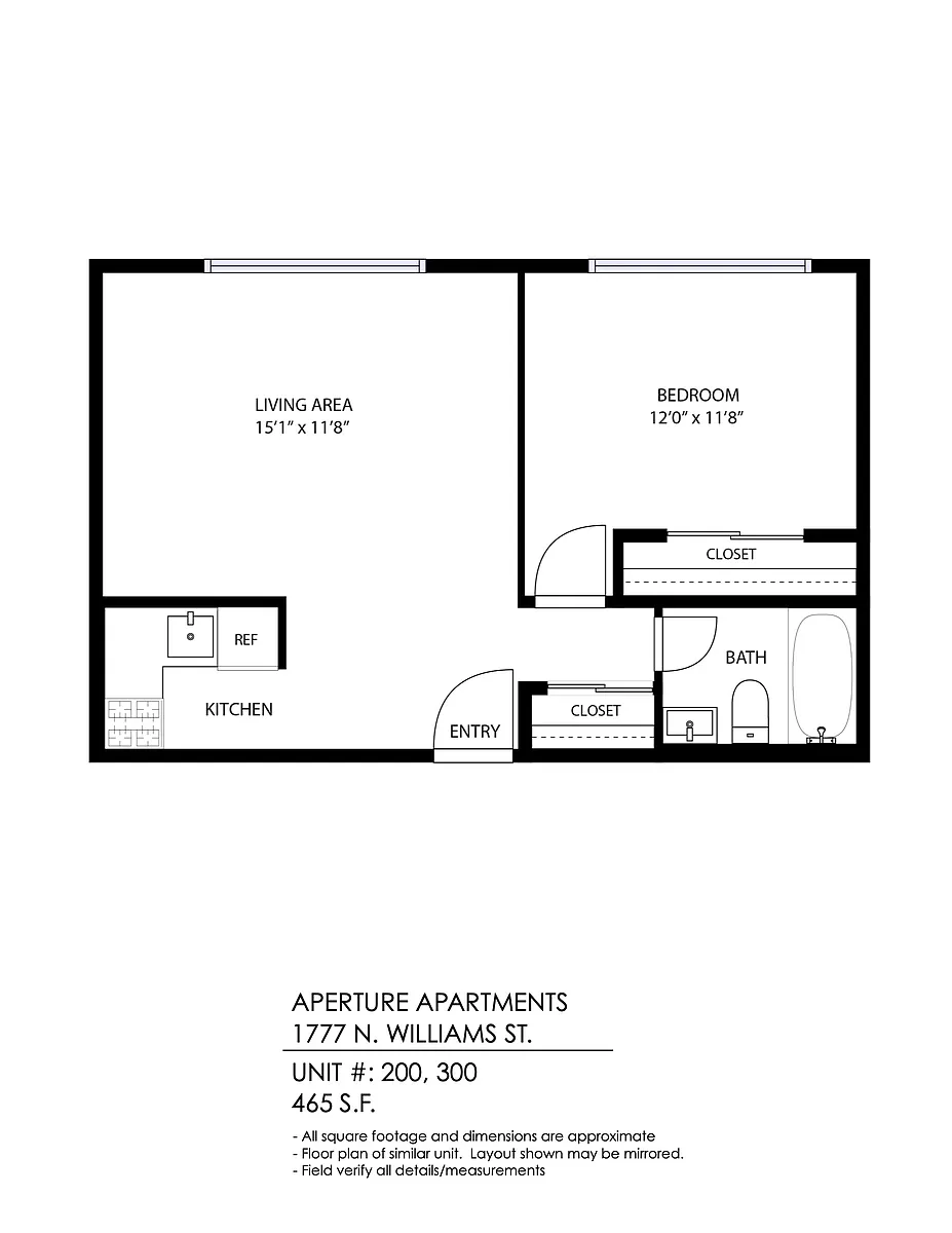 Floor plan 1 Bedroom, 1 Bath