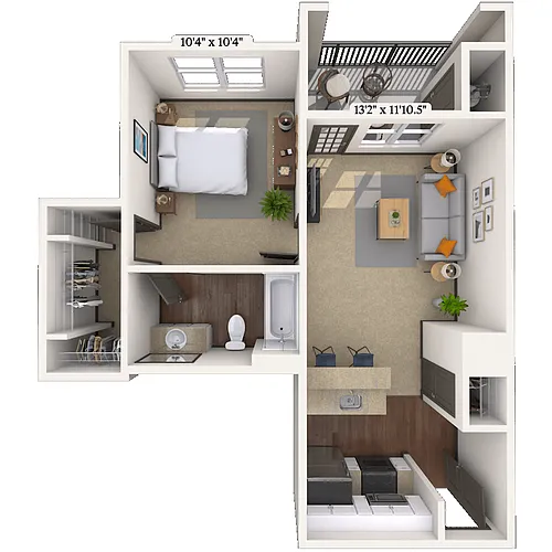 Floor plan Traditional 1x1 545-550 SF