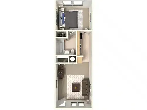 Floor plan 1 Bedroom, 1 Bathroom Junior Unit