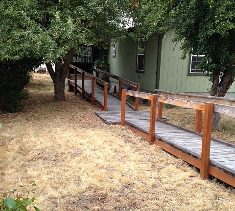 Wooden wheelchair ramp