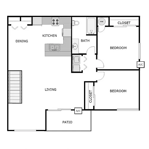 Floor plan 2 Bedroom 1 Bathroom - Detached Garage