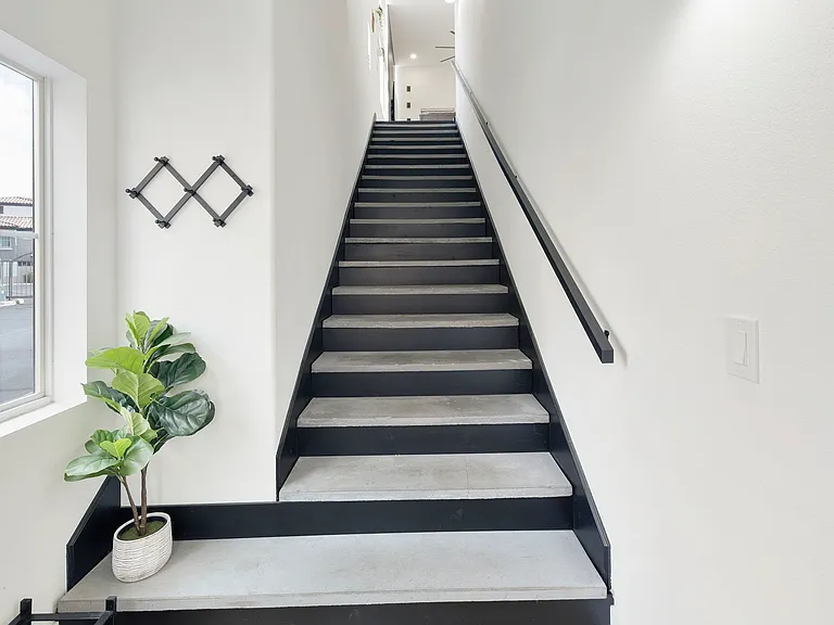 Stairs to living room area