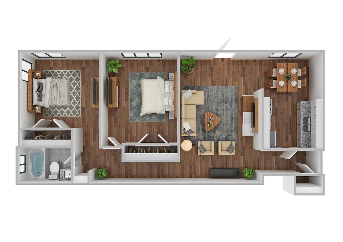 Floor plan 2 Bedroom/1 Bath