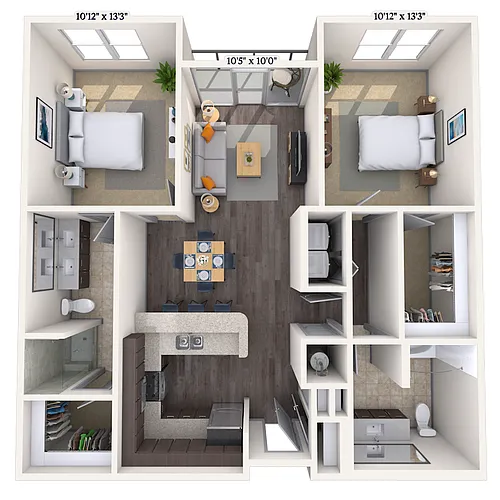Floor plan Traditional 2x2 1089-1166 SF