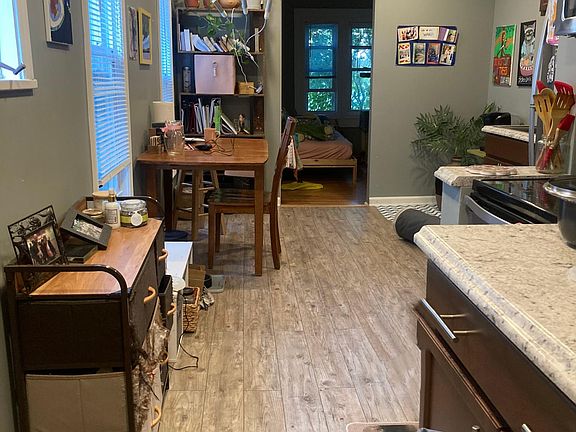 View from kitchen back to bedroom/living room