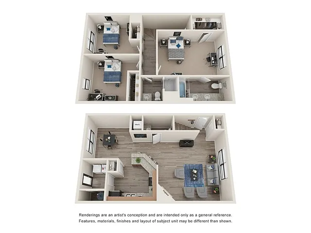Floor plan Three Bedroom Townhome