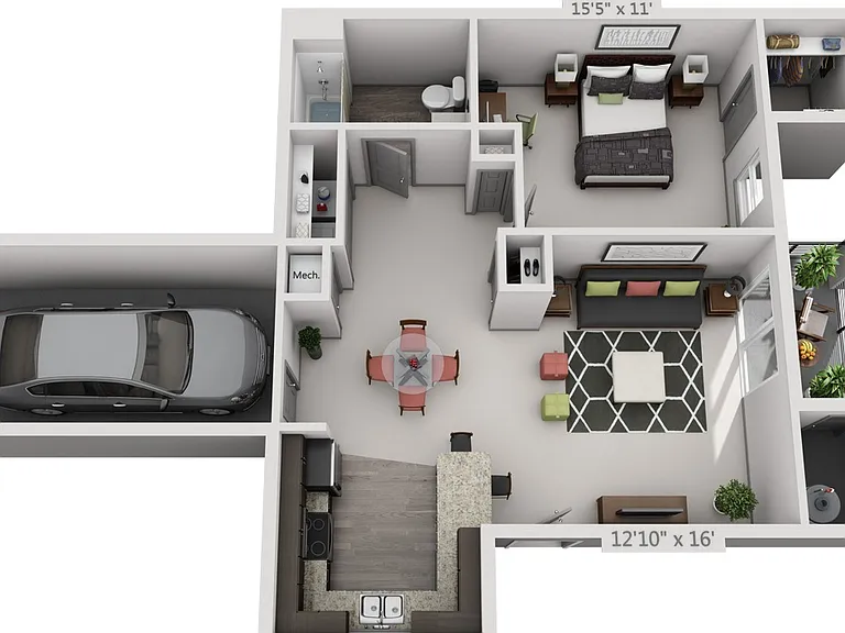 The Cooper 202 - 1x1 Garage - 1 Beds - 1 Baths - 763 Sq. ft.