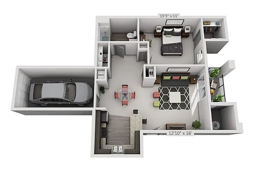 Floor plan 1x1 Garage