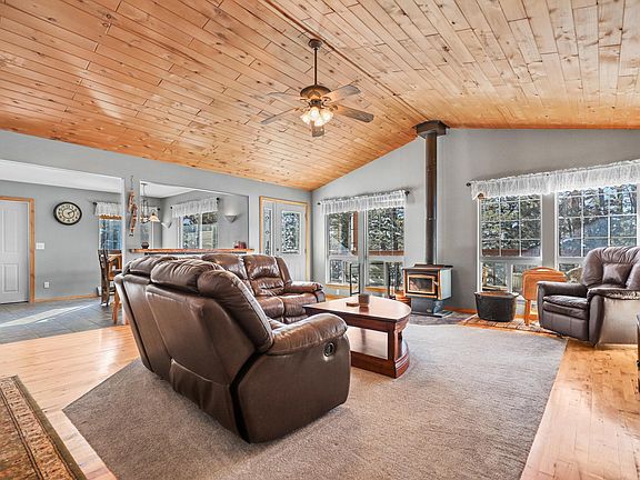 Living room with wood burning stove