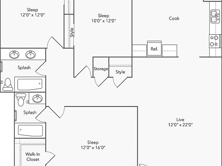 3 BR x 2 BA with Washer/Dryer Flooorplan 3 BR x 2 BA with Washer/Dryer Flooorplan