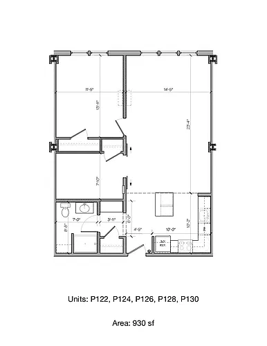 Floor plan Large One Bedroom Plus Den