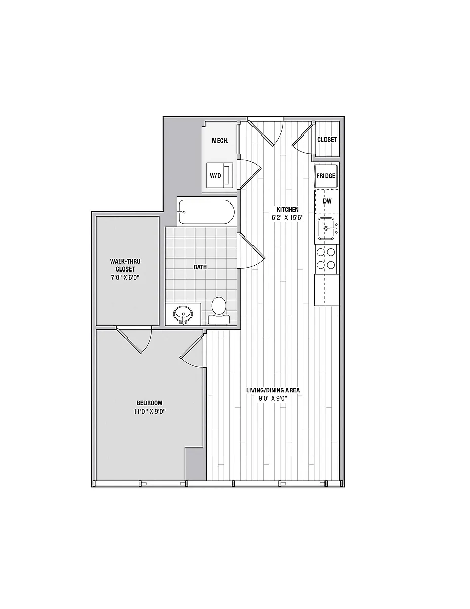 Floor plan 1Bed 1Bath Mb