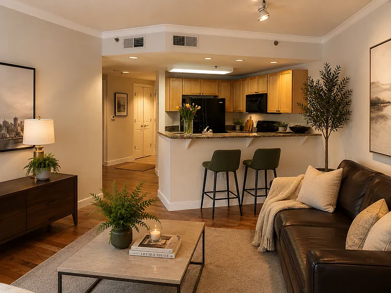 View from living area towards kitchen/entrance foyer