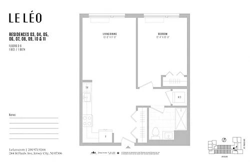 Floor plan 1 Bed 1 Bath A