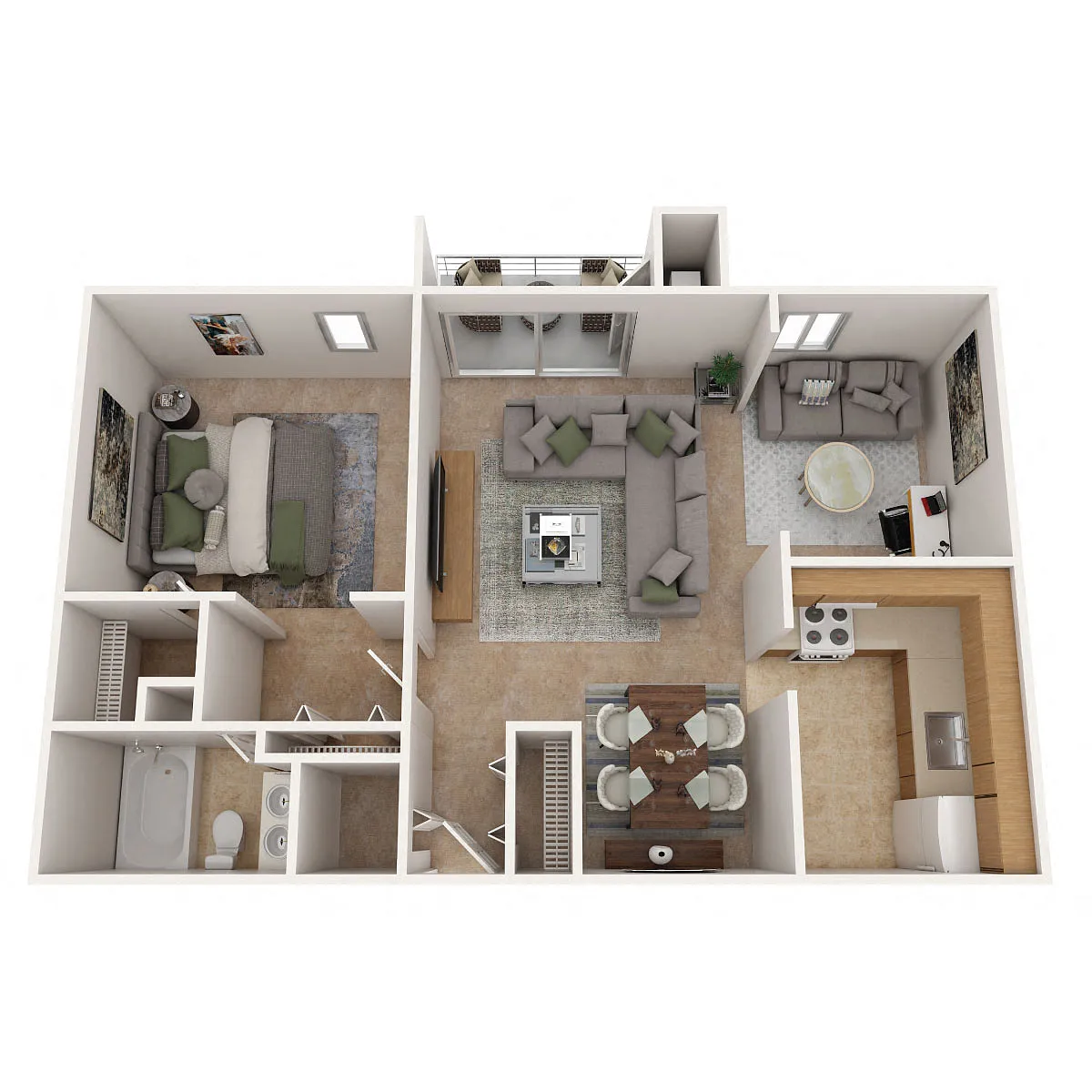 Floor plan One Bedroom + Den