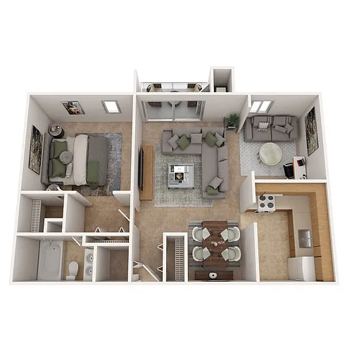 Floor plan One Bedroom + Den