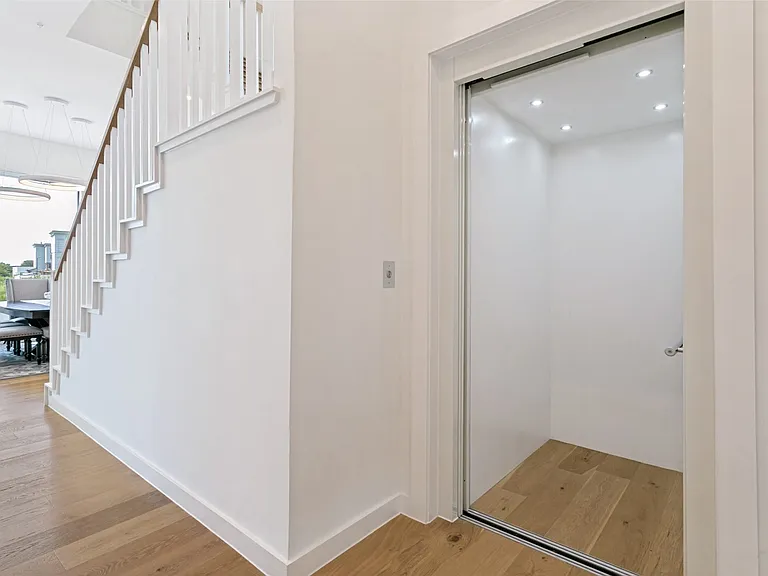 Private elevator provides effortless access between levels.