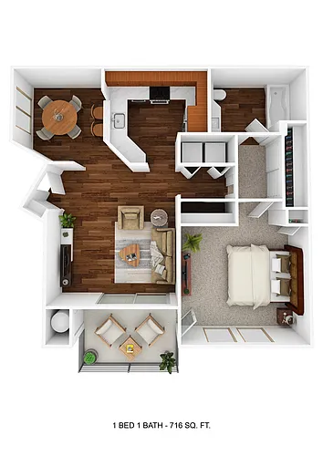 Floor plan Medium 1 Bed, 1 Bath