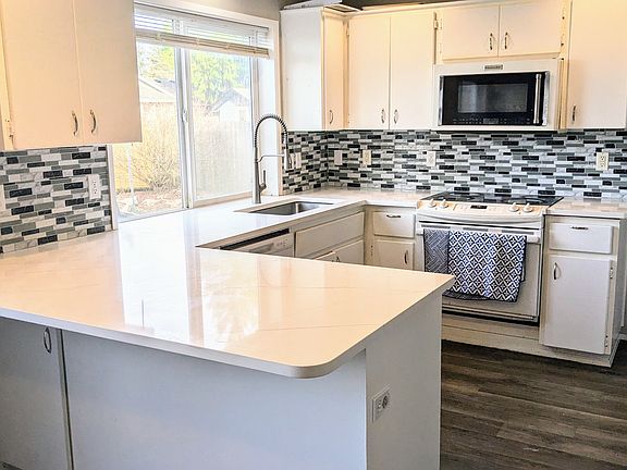 Kitchen with new Quartz countertop and sink