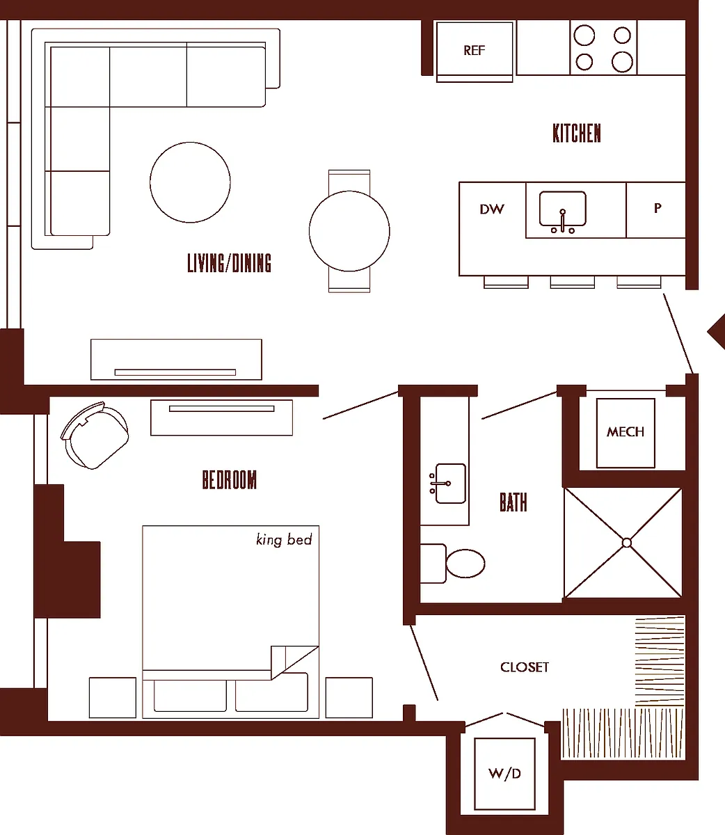 Floor plan 1 Bed/1 Bath-A6
