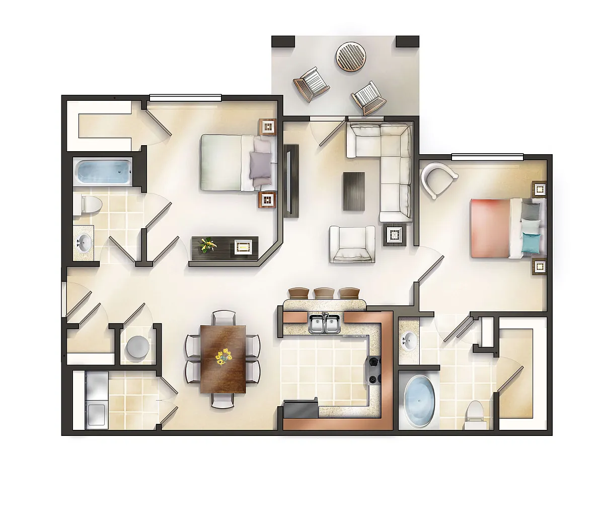 Floor plan The Raleigh with Balcony