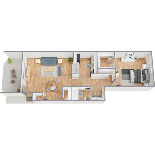 Floor plan C - 1 Bed 1 Bath