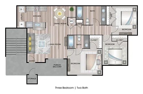 Floor plan 3 Bedroom / 2 Bathroom