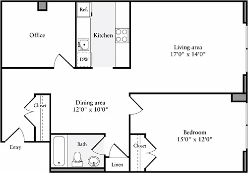 Floor plan The Lofts 1 Bedroom J