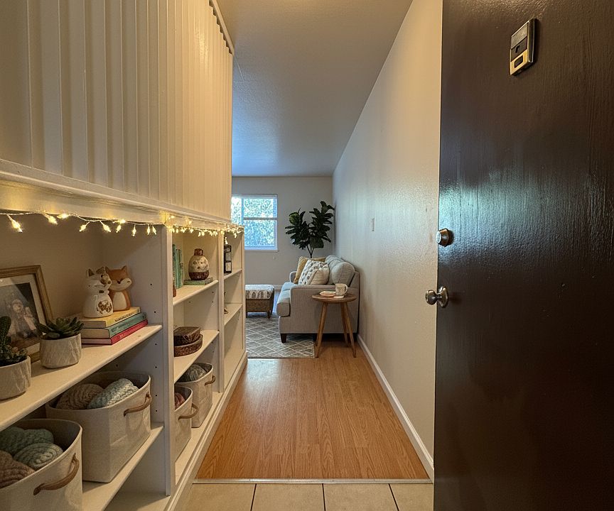 Picture the entrance with your items in the storage shelves