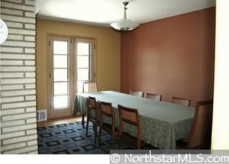 Separate dining room with french doors to deck