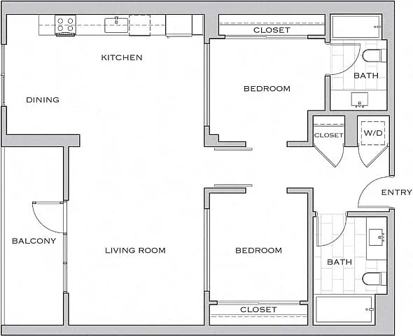 Floor plan 2H w/ Balcony