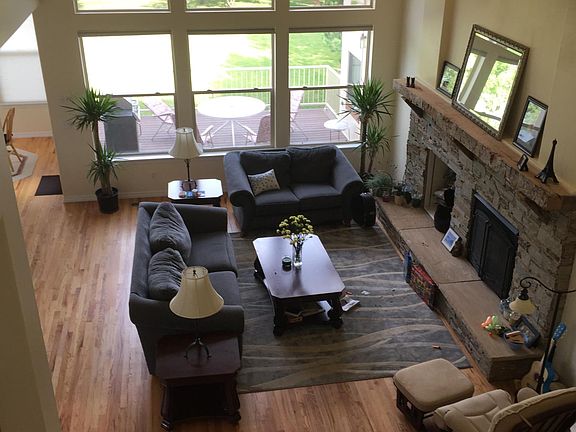 Spacious living room with 18 foot ceilings