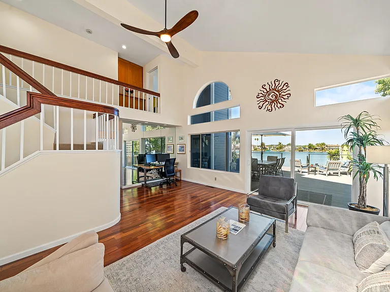 first floor living area deck and water views