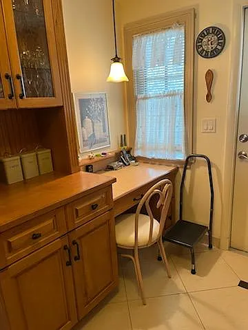 custom hutch and desk in kitchen.