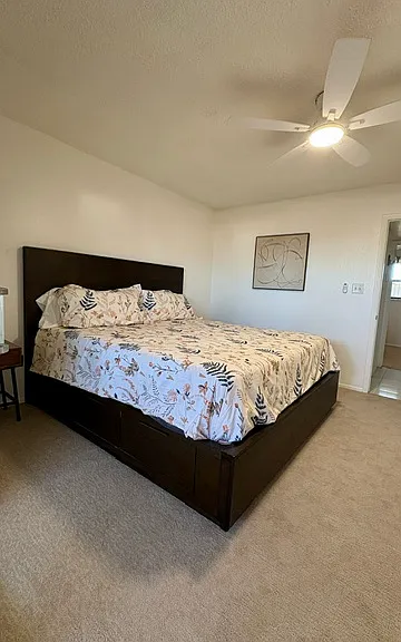 King bedroom with 3 large storage closets