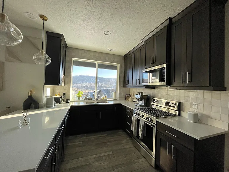 Kitchen with stainless steel appliances