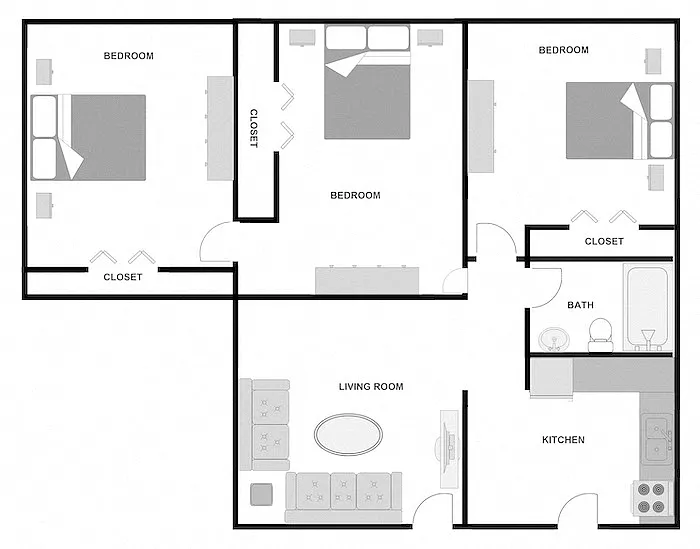 Floor plan 3 Bed 1 Bath