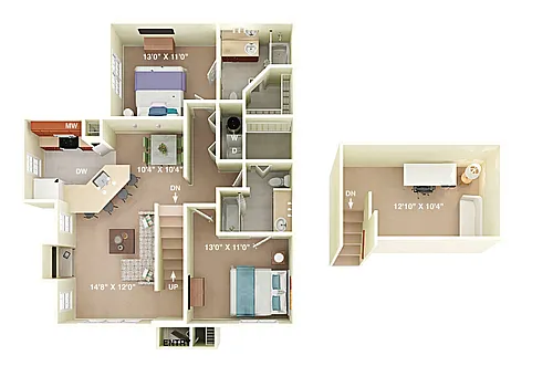 Floor plan Madison 2 Bedroom 2 Bath