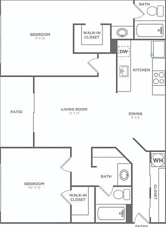 Two Bedroom Two Bath | 936 sq. ft. Two Bedroom Two Bath | 936 sq. ft.