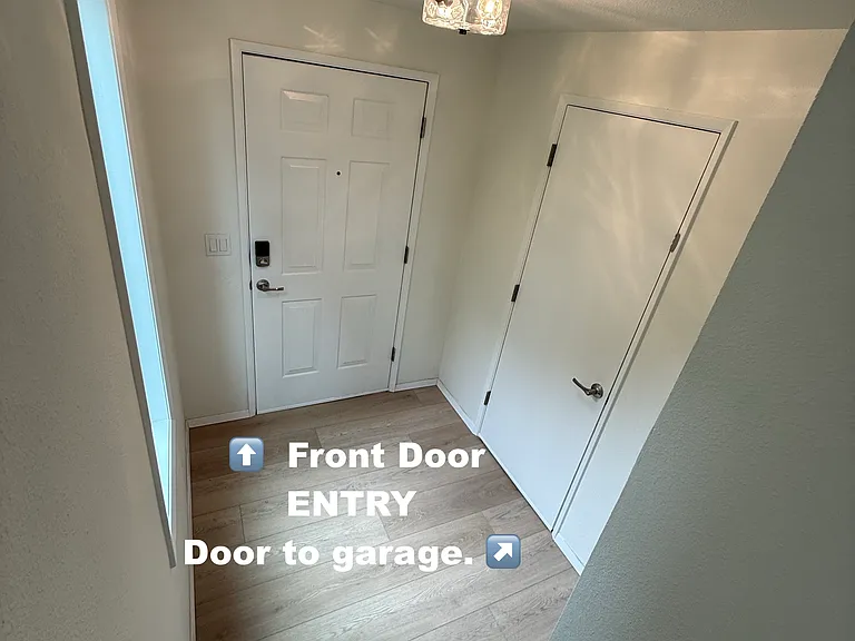 Main front door entry has electronic deadbolt access and the other door leads out to the two-car garage (with openers and external keypad) to provides dry and easy access into the home. Plenty of garage room for bikes or storage racks if needed!