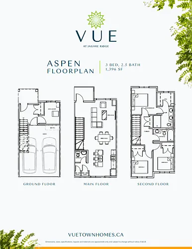 Floor plan 3 Bed 2.5 Bath Aspen