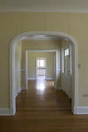 View from dining room to foyer to living room