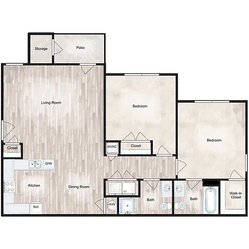 Floor plan 2 Bed 2 Bath - Laurel Ridge II