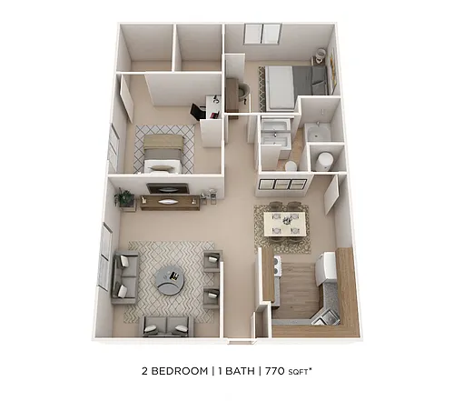 Floor plan Two Bedroom- 770 sqft