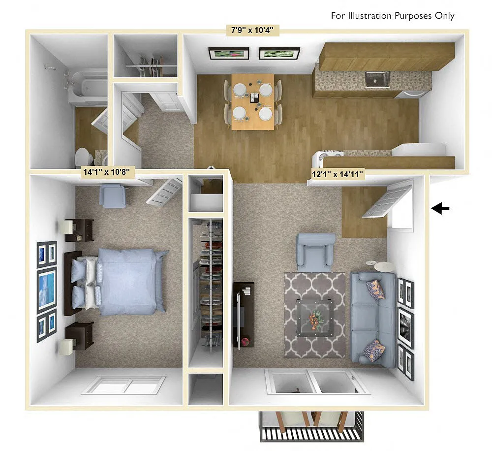 Floor plan One Bedroom Chestnut Oak