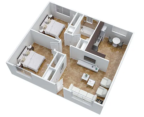 Floor plan 2 Bed 1 Bath Renovated