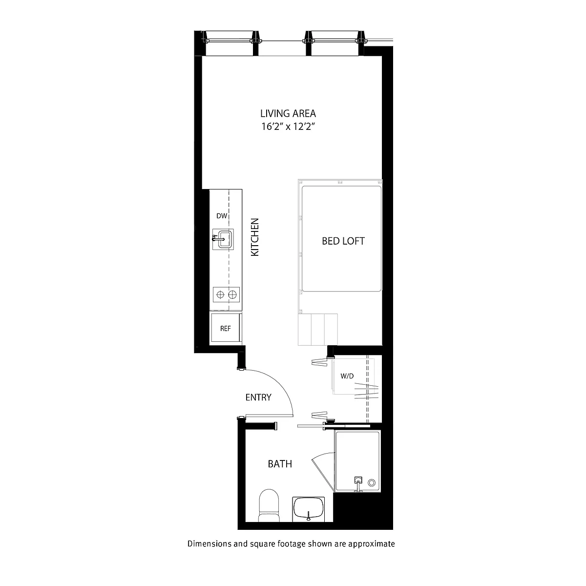 Floor plan Ultramarine - Studio / 1 Bath