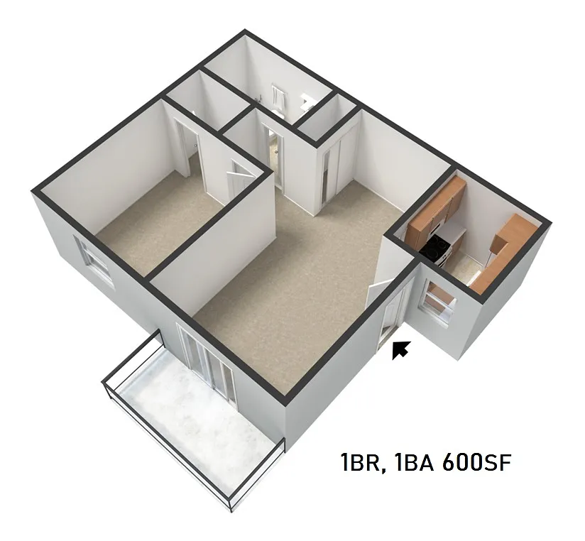 Floor plan One Bedroom One Bath