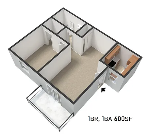 Floor plan One Bedroom One Bath